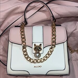 ALDO Pink and White Chain Strap Bag